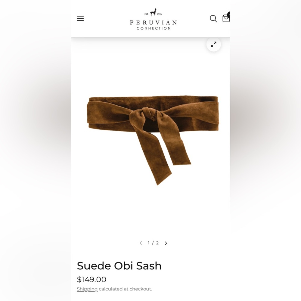 Peruvian Connection Suede Obi Sash -new never worn - Picture 1 of 5